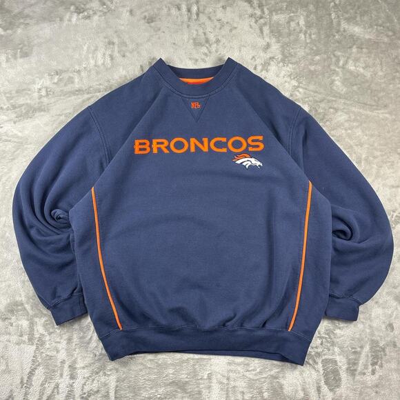 NFL Other - 2000s Vintage Denver Broncos NFL Sweatshirt Navy Orange Football Size Large
